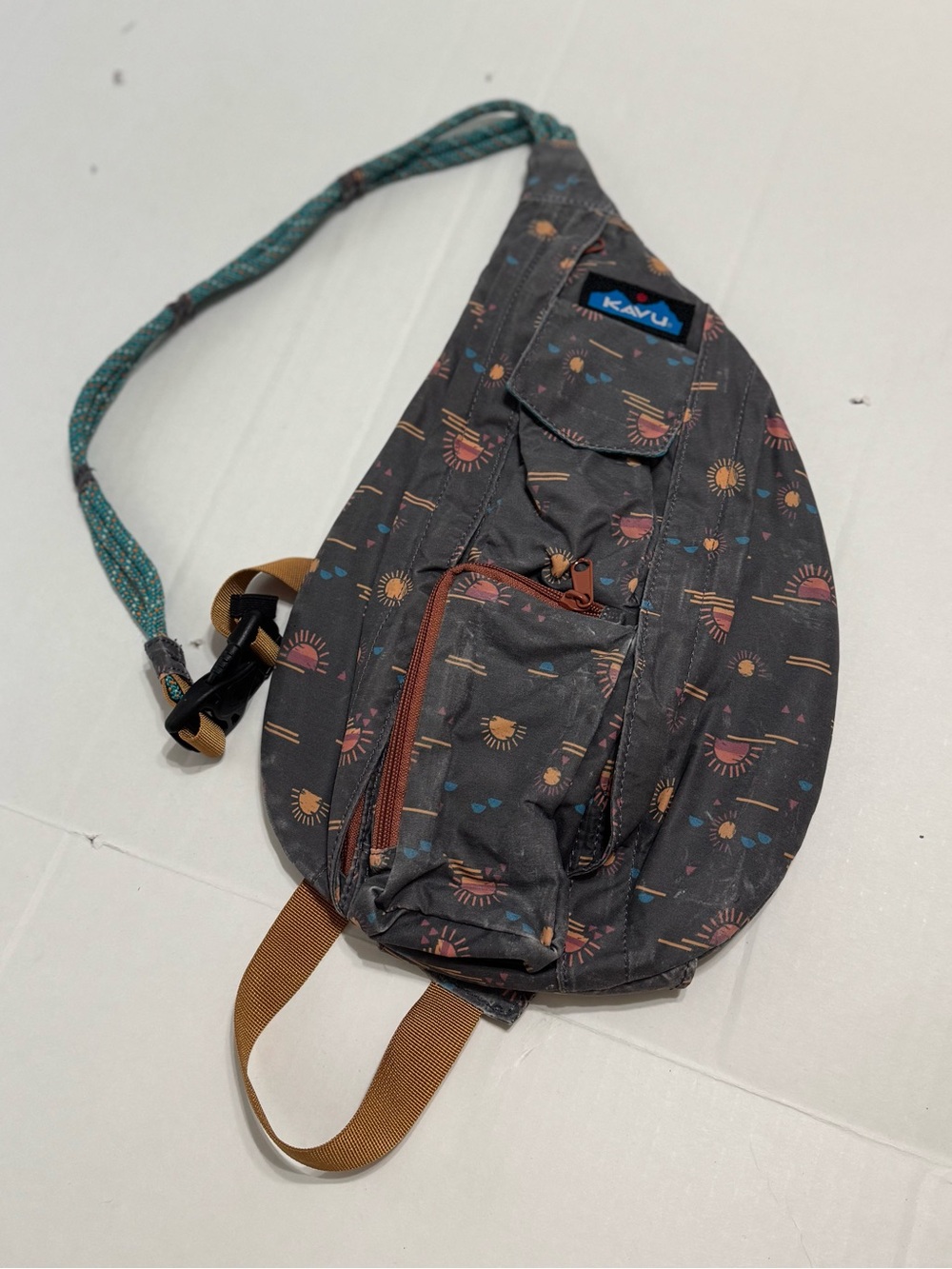 KAVU Rope Bag Sling Backpack Sunset Print
